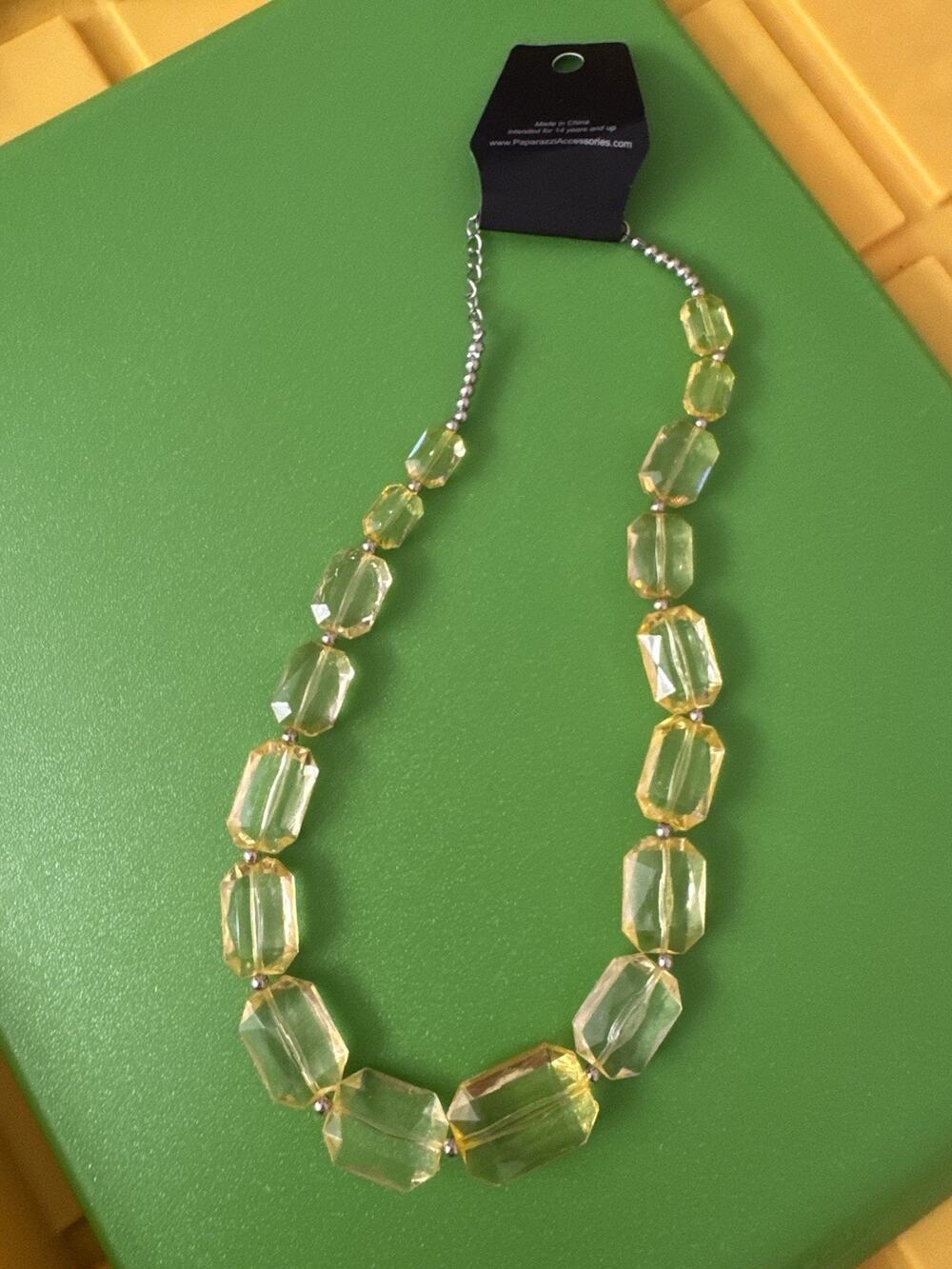 NWT Paparazzi Necklace Jewelry Accessories Ice Hotel Yellow Bead Silver
